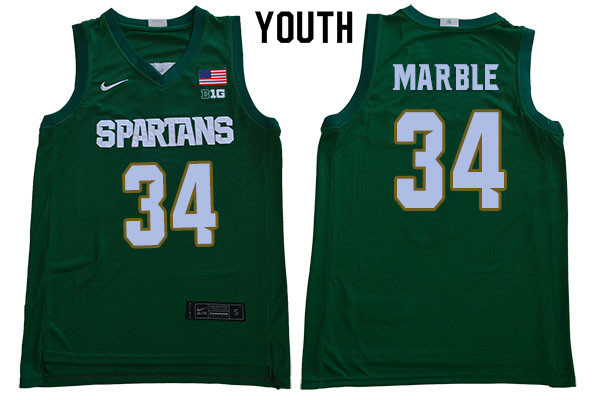 2019-20 Youth #34 Julius Marble Michigan State Spartans College Basketball Jerseys Sale-Green